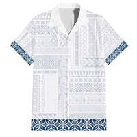 Samoa Siapo Blue Trimmed Hawaiian Shirt Samoa White Sunday - Polynesian Pride