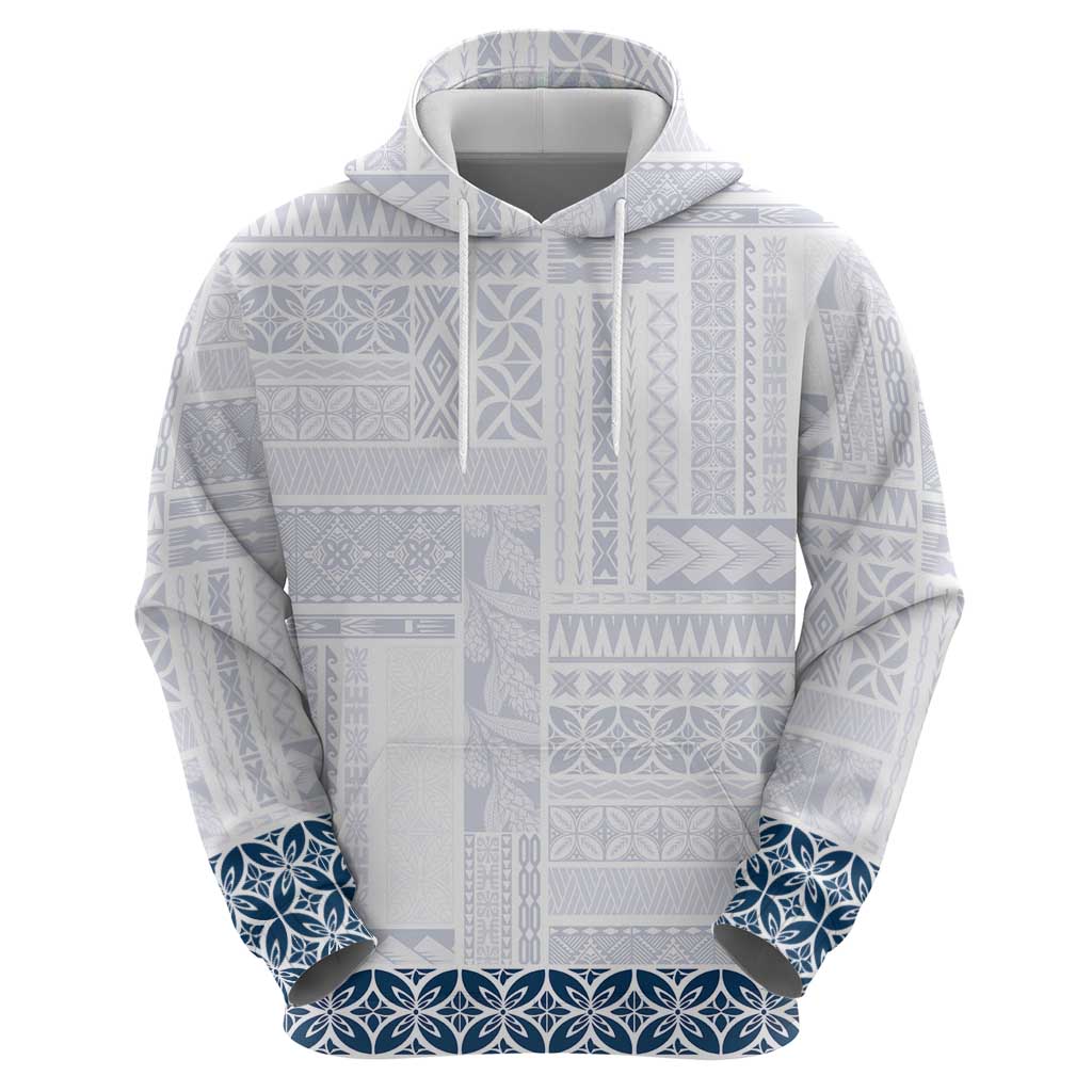 Samoa Siapo Blue Trimmed Hoodie Samoa White Sunday - Polynesian Pride