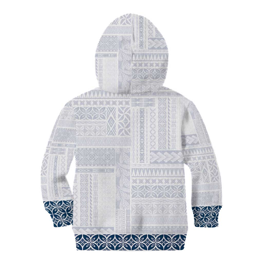 Samoa Siapo Blue Trimmed Kid Hoodie Samoa White Sunday - Polynesian Pride