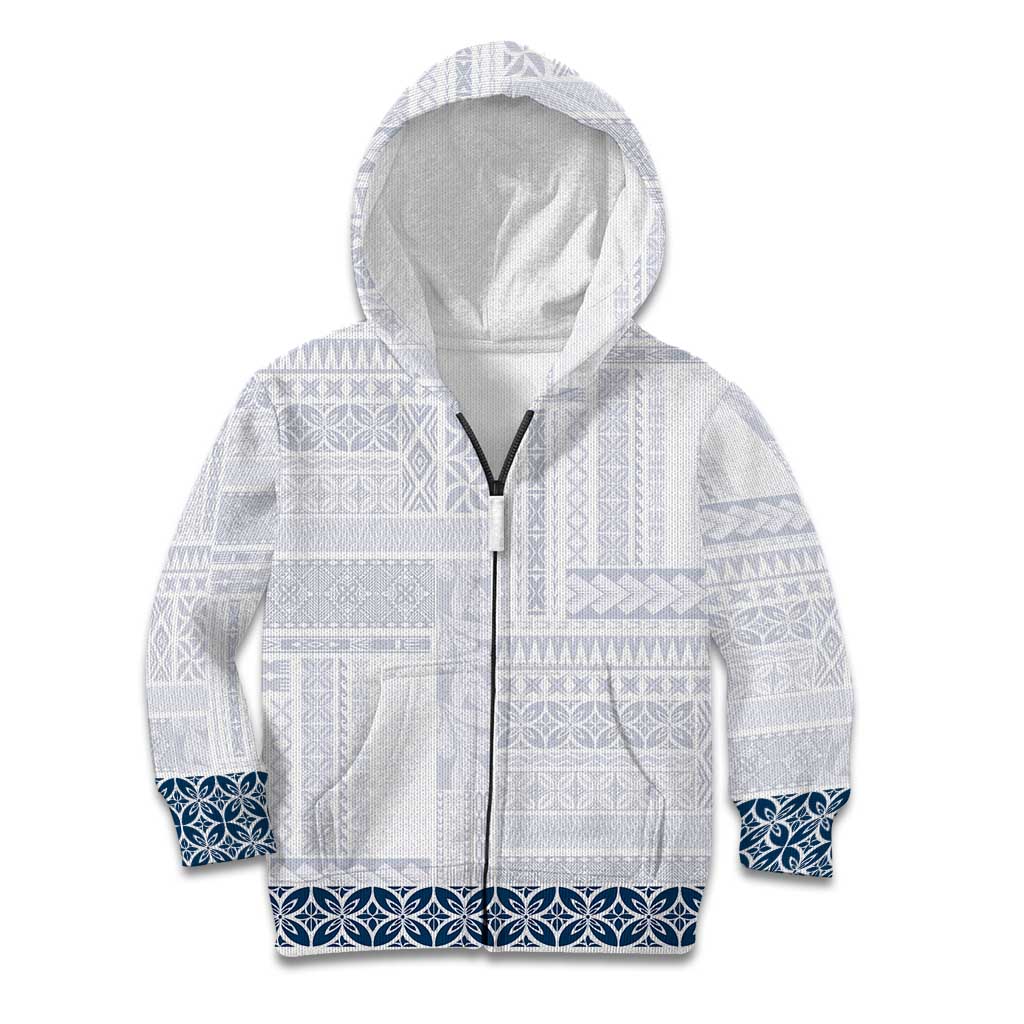 Samoa Siapo Blue Trimmed Kid Hoodie Samoa White Sunday - Polynesian Pride
