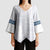 Samoa Siapo Blue Trimmed Kimono Sleeve Blouse Samoa White Sunday - Polynesian Pride