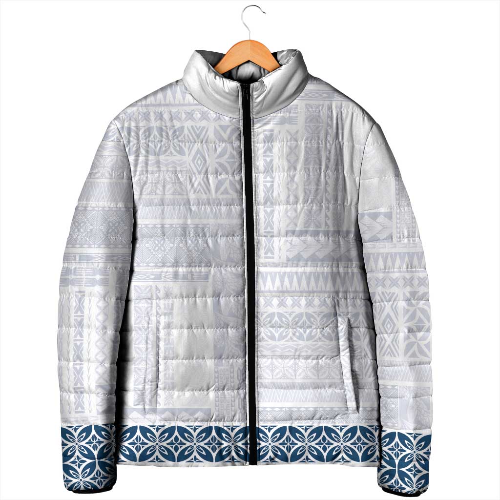 Samoa Siapo Blue Trimmed Padded Jacket Samoa White Sunday - Polynesian Pride