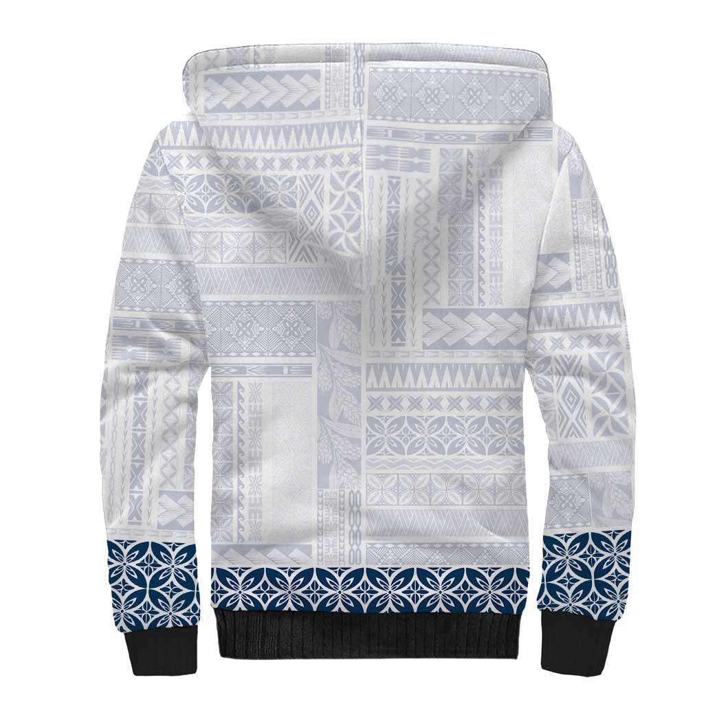 Samoa Siapo Blue Trimmed Sherpa Hoodie Samoa White Sunday - Polynesian Pride