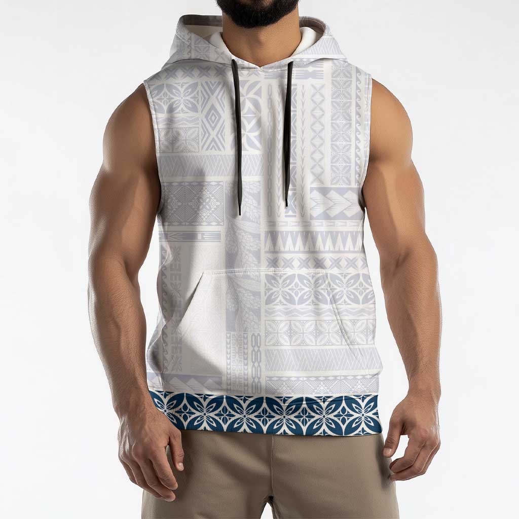 Samoa Siapo Blue Trimmed Sleeveless Hoodie Samoa White Sunday - Polynesian Pride