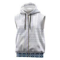 Samoa Siapo Blue Trimmed Sleeveless Zip Hoodie Samoa White Sunday - Polynesian Pride