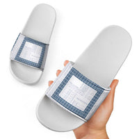 Samoa Siapo Blue Trimmed Slide Sandals Samoa White Sunday - Polynesian Pride