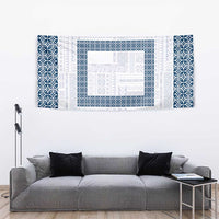Samoa Siapo Blue Trimmed Tapestry Samoa White Sunday - Polynesian Pride