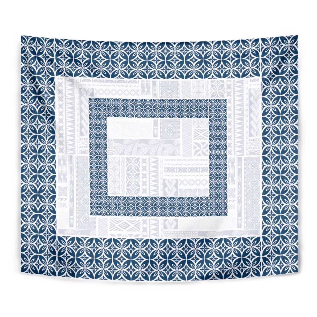 Samoa Siapo Blue Trimmed Tapestry Samoa White Sunday - Polynesian Pride