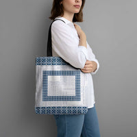 Samoa Siapo Blue Trimmed Tote Bag Samoa White Sunday - Polynesian Pride