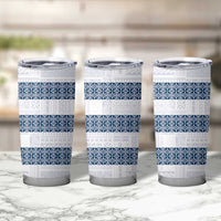 Samoa Siapo Blue Trimmed Tumbler Cup Samoa White Sunday - Polynesian Pride