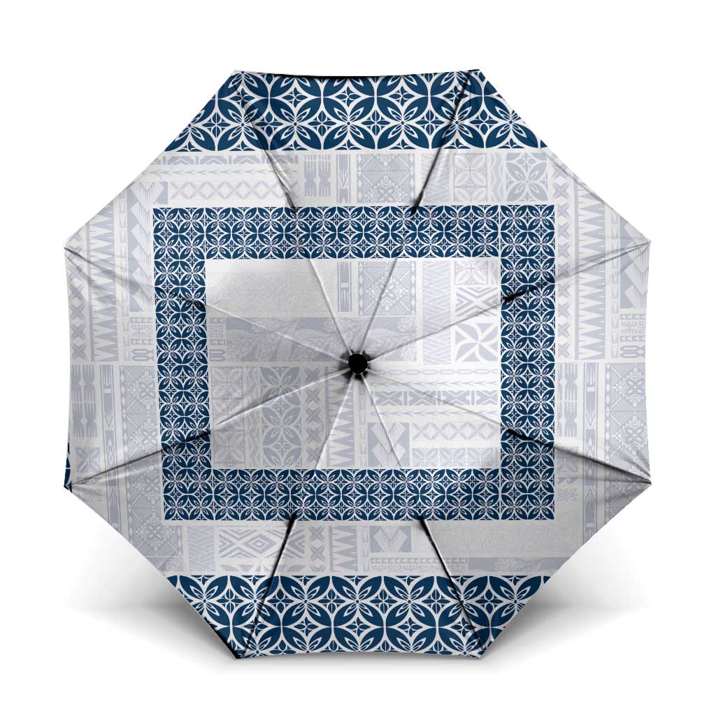 Samoa Siapo Blue Trimmed Umbrella Samoa White Sunday - Polynesian Pride