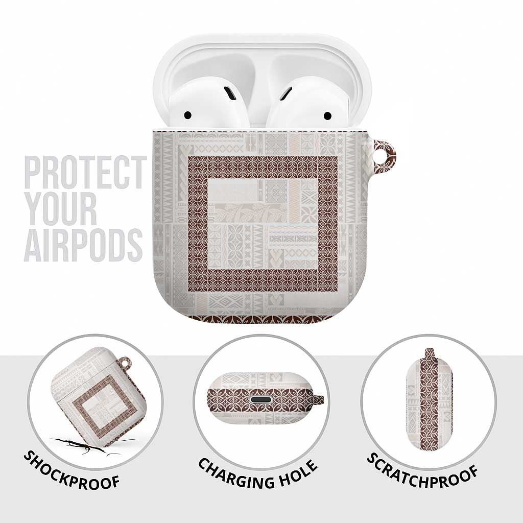 Samoa Siapo Brown Trimmed AirPods Case Samoa White Sunday - Polynesian Pride