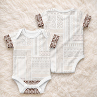 Samoa Siapo Brown Trimmed Baby Onesie Samoa White Sunday