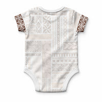 Samoa Siapo Brown Trimmed Baby Onesie Samoa White Sunday