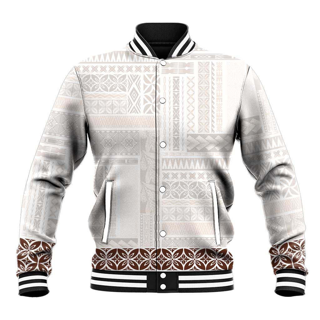 Samoa Siapo Brown Trimmed Baseball Jacket Samoa White Sunday - Polynesian Pride