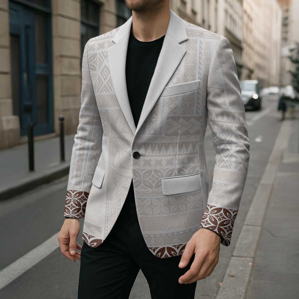 Samoa Siapo Brown Trimmed Blazer Samoa White Sunday - Polynesian Pride