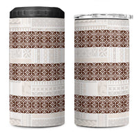 Samoa Siapo Brown Trimmed 4 in 1 Can Cooler Tumbler Samoa White Sunday - Polynesian Pride