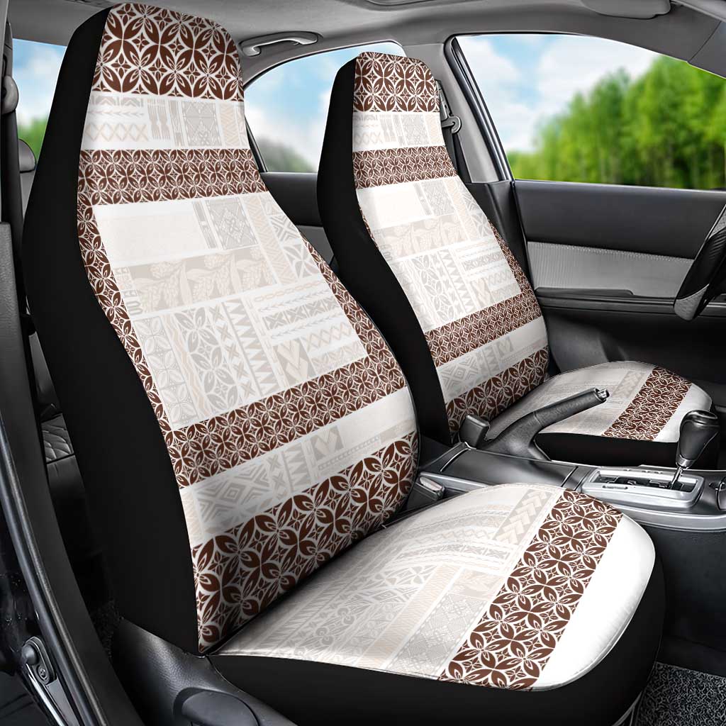 Samoa Siapo Brown Trimmed Car Seat Cover Samoa White Sunday - Polynesian Pride