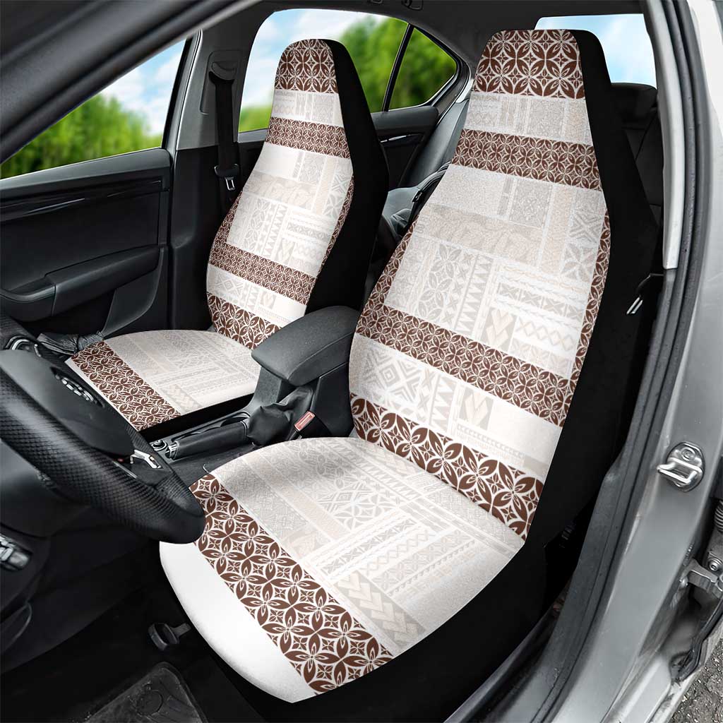 Samoa Siapo Brown Trimmed Car Seat Cover Samoa White Sunday - Polynesian Pride