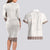 Samoa Siapo Brown Trimmed Couples Matching Long Sleeve Bodycon Dress and Hawaiian Shirt Samoa White Sunday - Polynesian Pride