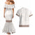 Samoa Siapo Brown Trimmed Couples Matching Mermaid Dress and Hawaiian Shirt Samoa White Sunday - Polynesian Pride