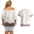 Samoa Siapo Brown Trimmed Couples Matching Off Shoulder Short Dress and Hawaiian Shirt Samoa White Sunday - Polynesian Pride