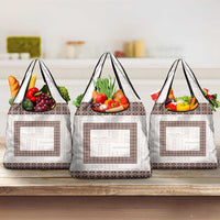 Samoa Siapo Brown Trimmed Grocery Bag Samoa White Sunday - Polynesian Pride