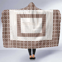 Samoa Siapo Brown Trimmed Hooded Blanket Samoa White Sunday - Polynesian Pride