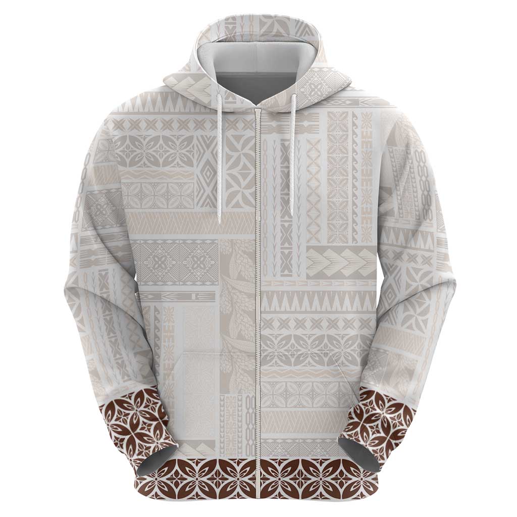 Samoa Siapo Brown Trimmed Hoodie Samoa White Sunday - Polynesian Pride