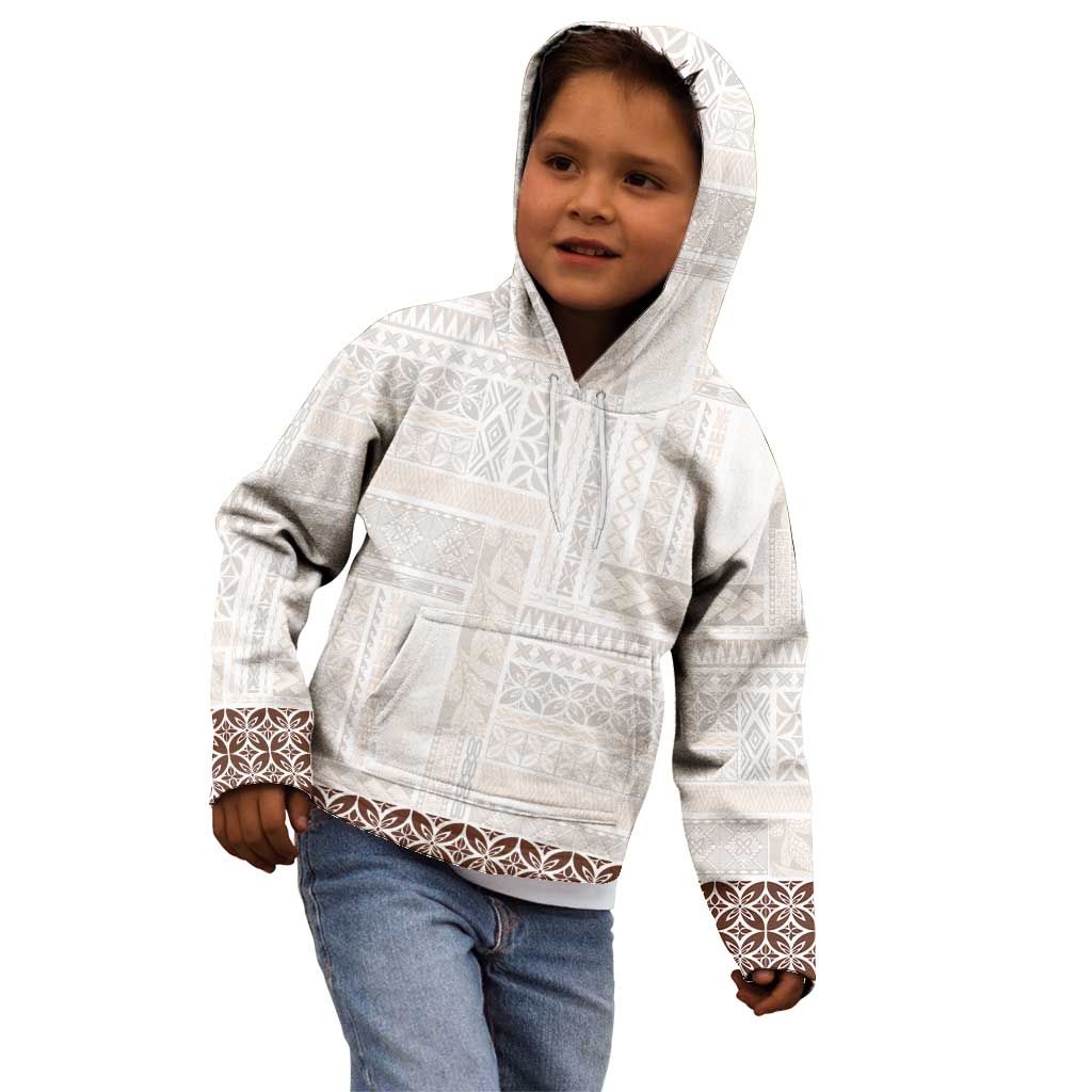 Samoa Siapo Brown Trimmed Kid Hoodie Samoa White Sunday - Polynesian Pride