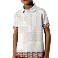 Samoa Siapo Brown Trimmed Kid Polo Shirt Samoa White Sunday - Polynesian Pride