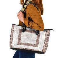 Samoa Siapo Brown Trimmed Leather Tote Bag Samoa White Sunday - Polynesian Pride