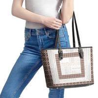Samoa Siapo Brown Trimmed Leather Tote Bag Samoa White Sunday - Polynesian Pride