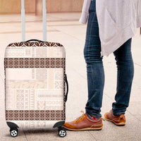 Samoa Siapo Brown Trimmed Luggage Cover Samoa White Sunday - Polynesian Pride