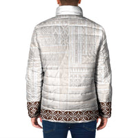 Samoa Siapo Brown Trimmed Padded Jacket Samoa White Sunday - Polynesian Pride