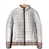 Samoa Siapo Brown Trimmed Padded Jacket Samoa White Sunday - Polynesian Pride