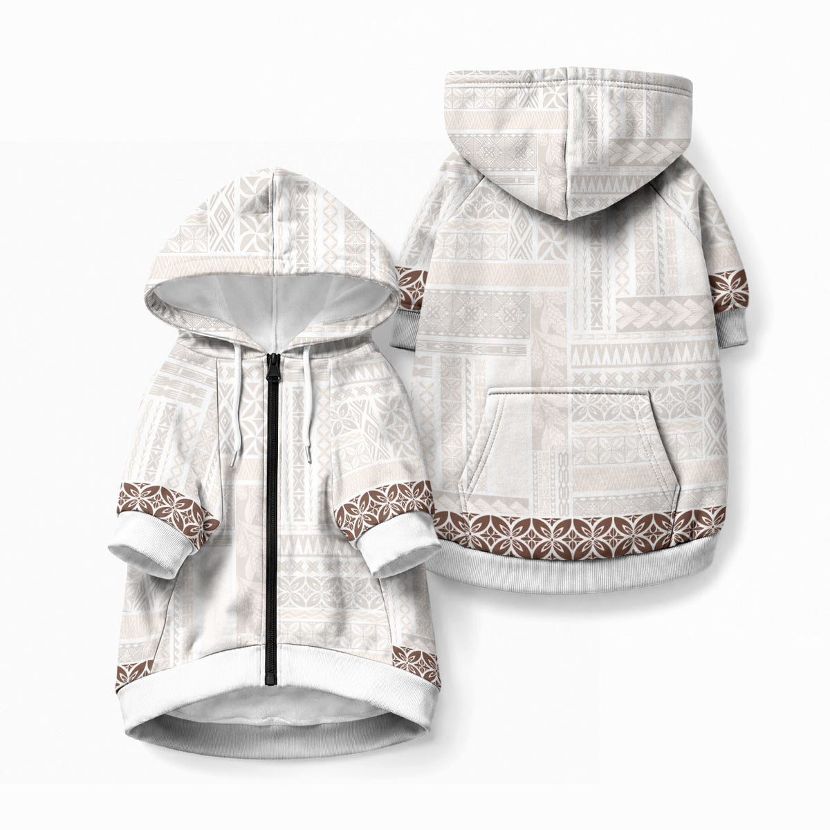 Samoa Siapo Brown Trimmed Pet Hoodie Samoa White Sunday