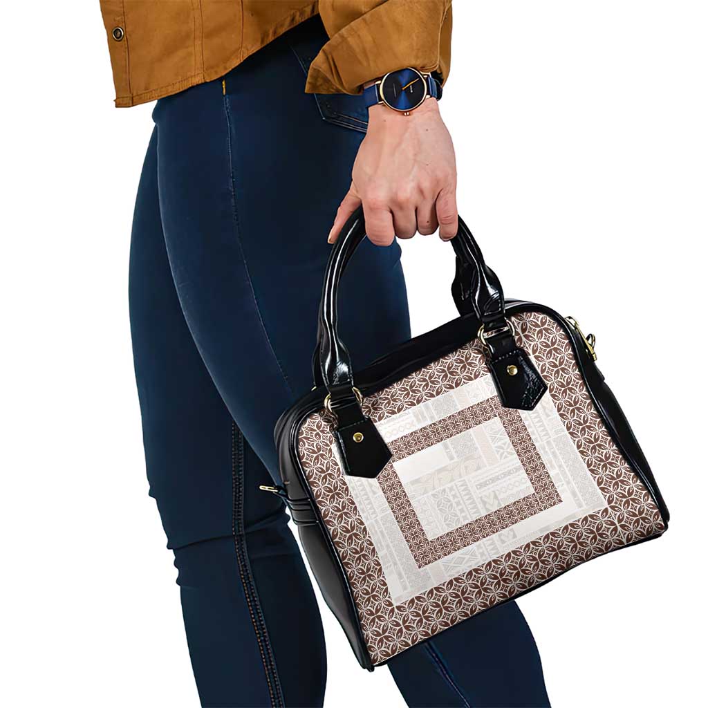 Samoa Siapo Brown Trimmed Shoulder Handbag Samoa White Sunday - Polynesian Pride