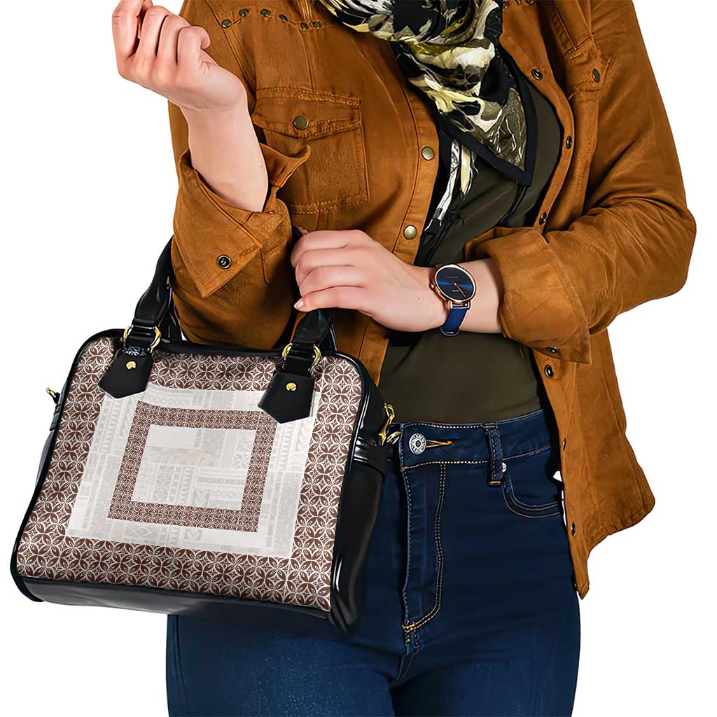 Samoa Siapo Brown Trimmed Shoulder Handbag Samoa White Sunday - Polynesian Pride