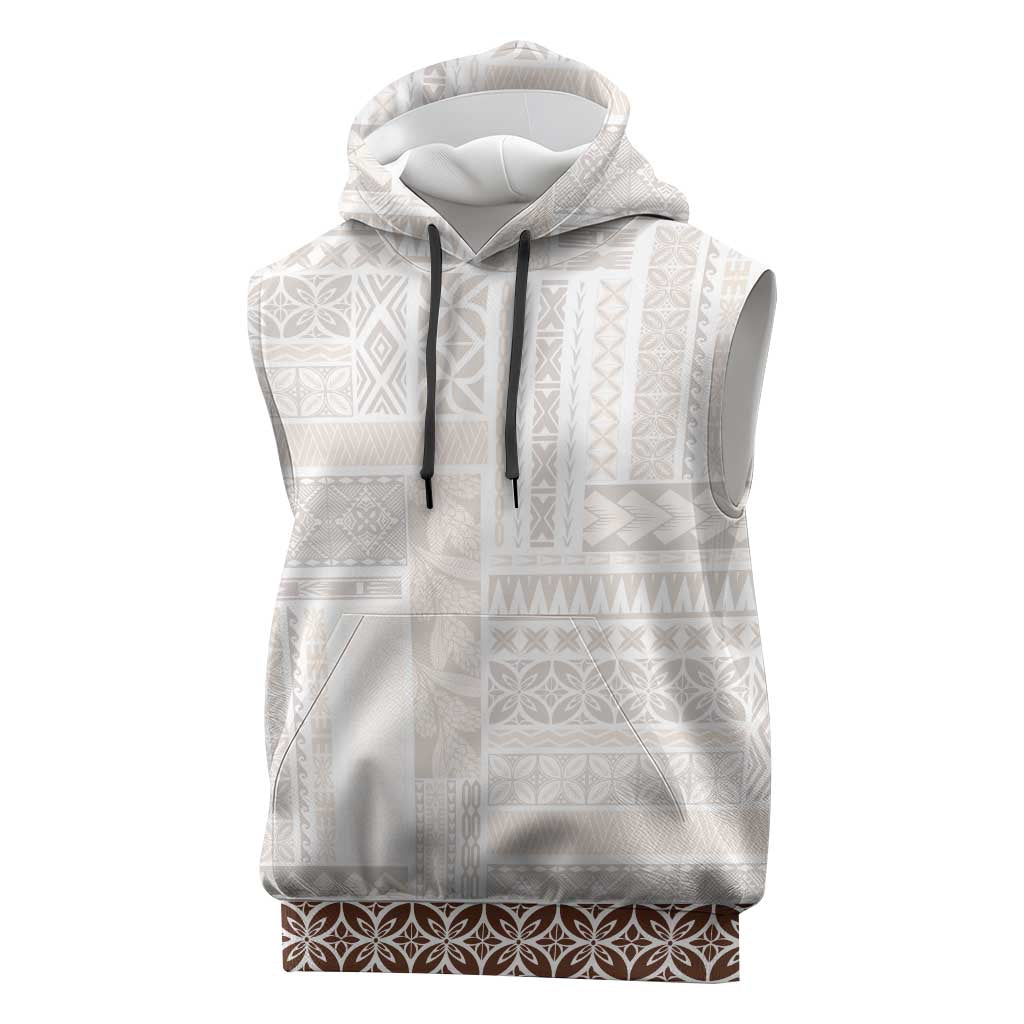 Samoa Siapo Brown Trimmed Sleeveless Hoodie Samoa White Sunday - Polynesian Pride