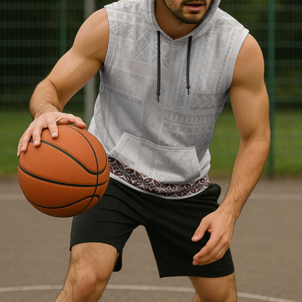 Samoa Siapo Brown Trimmed Sleeveless Hoodie Samoa White Sunday - Polynesian Pride