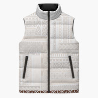 Samoa Siapo Brown Trimmed Sleeveless Puffer Jacket Samoa White Sunday - Polynesian Pride