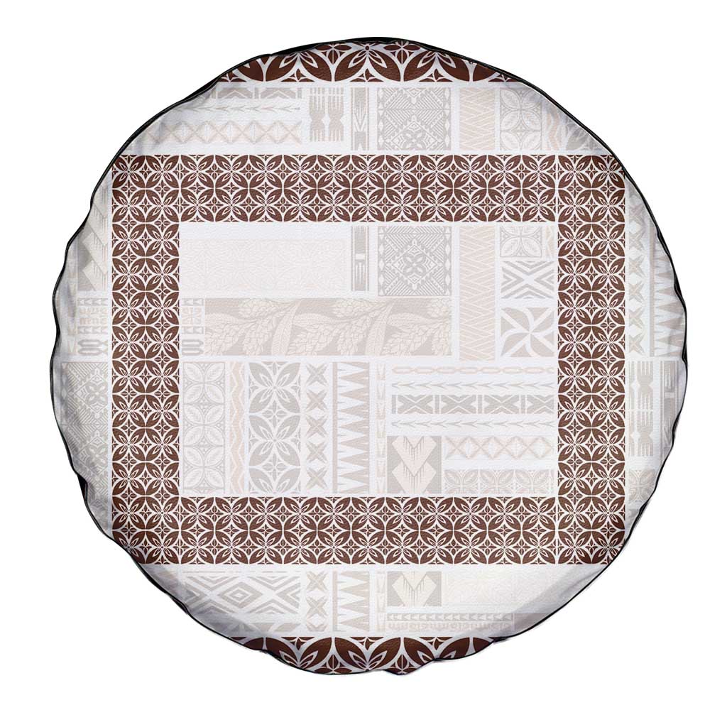 Samoa Siapo Brown Trimmed Spare Tire Cover Samoa White Sunday - Polynesian Pride