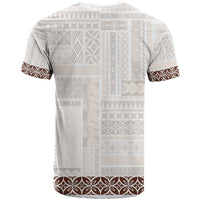 Samoa Siapo Brown Trimmed T Shirt Samoa White Sunday - Polynesian Pride