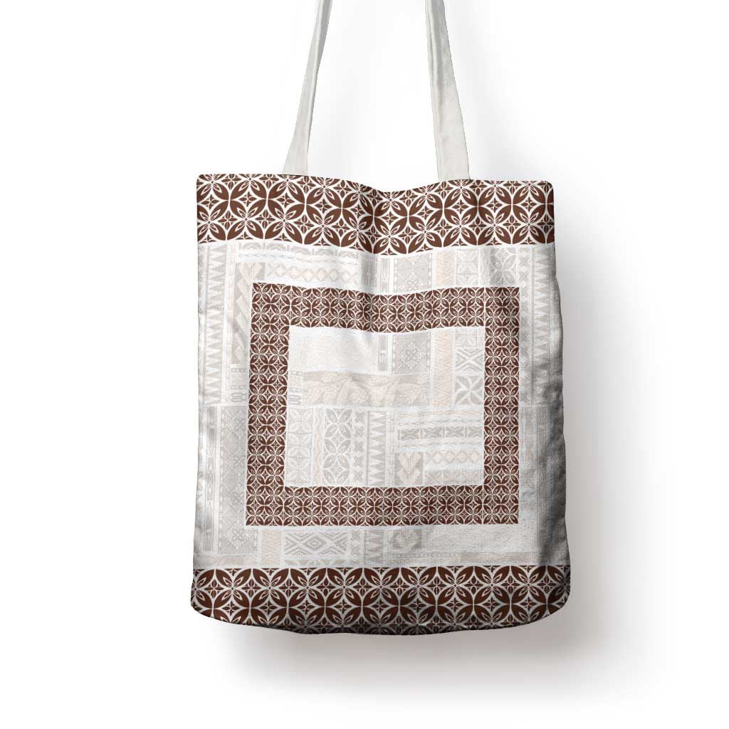 Samoa Siapo Brown Trimmed Tote Bag Samoa White Sunday - Polynesian Pride