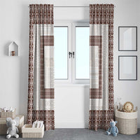 Samoa Siapo Brown Trimmed Window Curtain Samoa White Sunday - Polynesian Pride