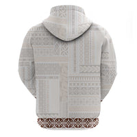 Samoa Siapo Brown Trimmed Zip Hoodie Samoa White Sunday - Polynesian Pride