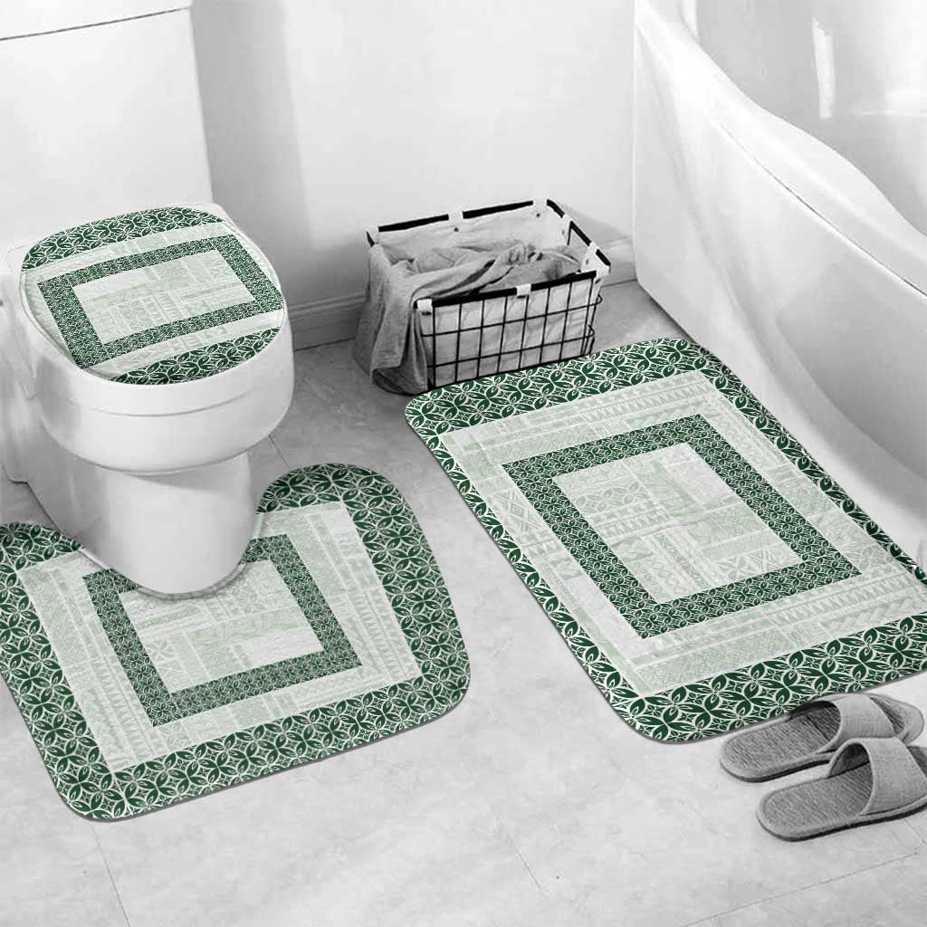 Samoa Siapo Green Trimmed Bathroom Set Samoa White Sunday - Polynesian Pride