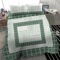 Samoa Siapo Green Trimmed Bedding Set Samoa White Sunday - Polynesian Pride
