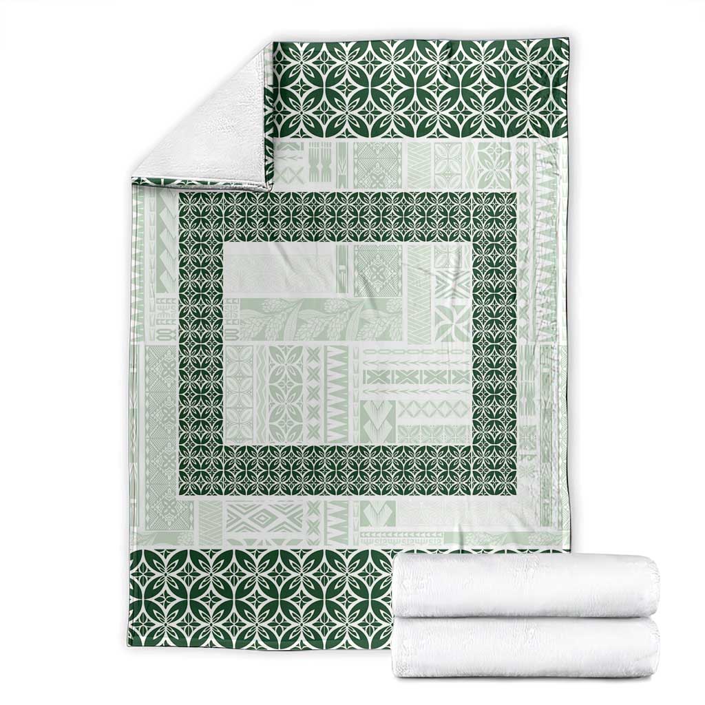 Samoa Siapo Green Trimmed Blanket Samoa White Sunday - Polynesian Pride